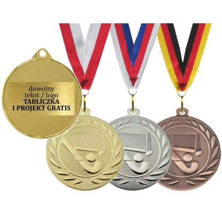 medal unihokej z tabliczką i szarfą