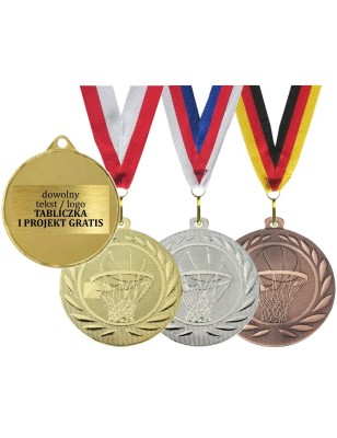 Medal koszykówka z wklejką i szarfą