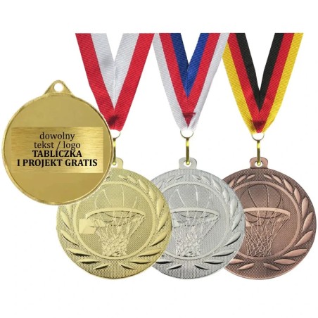 Medal koszykówka z wklejką i szarfą