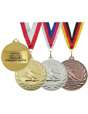Medal narciarstwo zjazdowe stalowy o średnicy 5cm