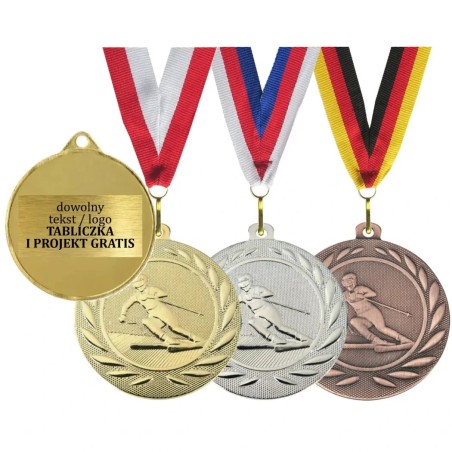 Medal narciarstwo zjazdowe stalowy o średnicy 5cm