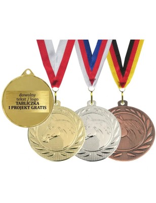 Medal jeździecki koń głowa konia jeździectwo stalowy 5cm z szarfą