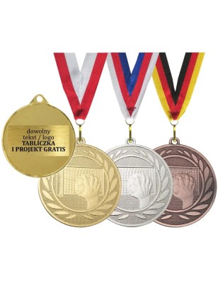 Medal piłka ręczna 5cm z nadrukiem na rewersie i szarfą DI5000ZC