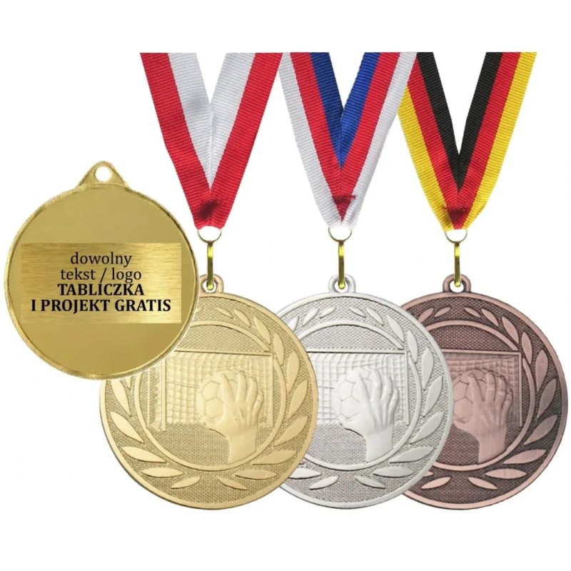 Medal piłka ręczna 5cm z nadrukiem na rewersie i szarfą DI5000ZC Medal piłka ręczna 5cm z nadrukiem na rewersie i szarfą DI5000ZC