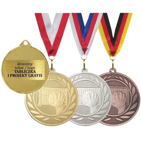 Medal piłka ręczna 5cm z nadrukiem na rewersie i szarfą DI5000ZC