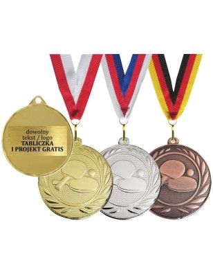 Medal tenis stołowy ping-pong 5cm z nadrukiem i szarfą