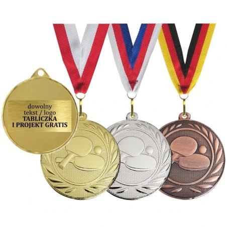 Medal tenis stołowy ping-pong 5cm z nadrukiem i szarfą