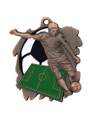 Medal Piłkarski Tłoczony M02 75x65mm | Z Emalią i Nadrukiem