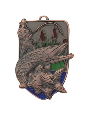 Duży Medal Wędkarski Tłoczony ze Szczupakiem i Emalią | z Grawerem i Szarfą