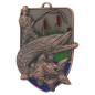 Duży medal wędkarski tłoczony z kolorową emalią z grawerem i szarfą wędkarstwo PZW zawody spinningowe