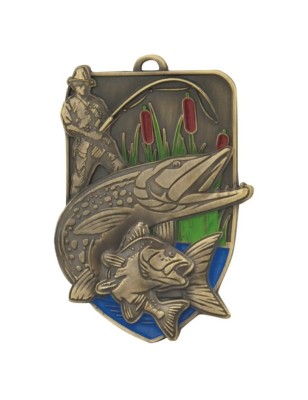 Duży Medal Wędkarski Tłoczony ze Szczupakiem i Emalią | z Grawerem i Szarfą