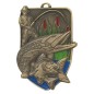 Duży medal wędkarski tłoczony z kolorową emalią z grawerem i szarfą wędkarstwo PZW zawody spinningowe