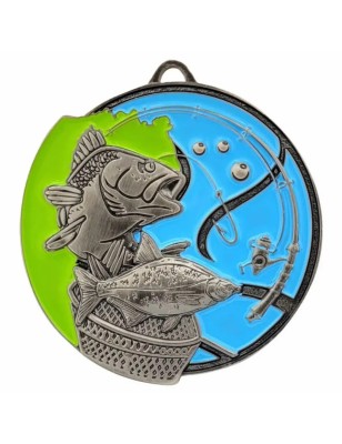 Duży Medal Wędkarski Tłoczony z Rybami i Emalią | z Grawerką i Szarfą
