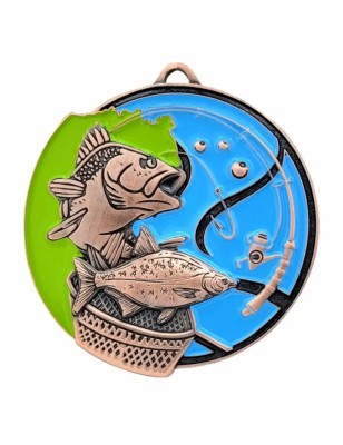 Duży Medal Wędkarski Tłoczony z Rybami i Emalią | z Grawerką i Szarfą