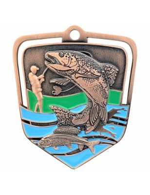 Duży Medal Wędkarski Tłoczony z Pstrągiem i Emalią | z Wklejką i Szarfą