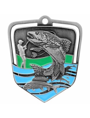 Duży Medal Wędkarski Tłoczony z Pstrągiem i Emalią | z Wklejką i Szarfą
