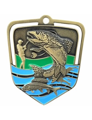 Duży Medal Wędkarski Tłoczony z Pstrągiem i Emalią | z Wklejką i Szarfą