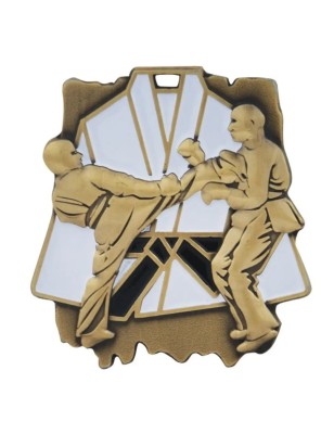 Duży Medal Karate Tłoczony z Emalią | z Grawerem i Szarfą