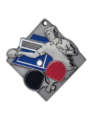 Masywny Medal Tenis Stołowy Tłoczony z Emalią | z Tabliczką i Szarfą