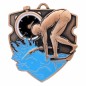 Masywny medal pływacki tłoczony ze stoperem i emalią z grawerem i szarfą skok do wody