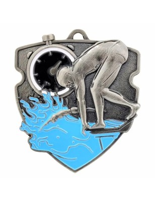 Masywny Medal Pływacki ze Stoperem i Emalią | z Grawerem i Szarfą