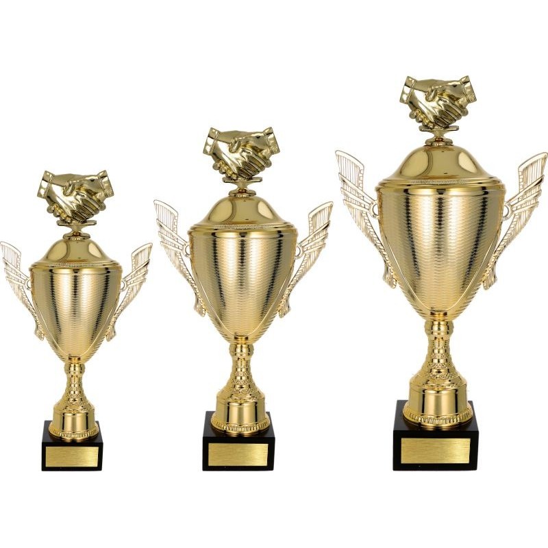 Zestaw pucharów z figurką uścisk dłoni uniwersalna 45-39-34cm