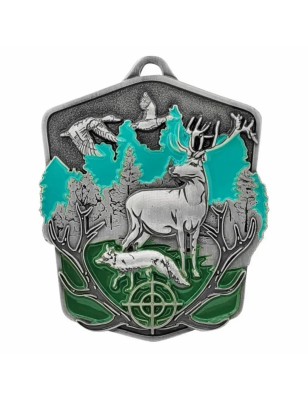 Okazały Medal Myśliwski Tłoczony z Jeleniem i Emalią | z Grawerem i Szarfą