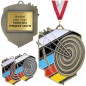 Okazały medal łuczniczy tłoczony z kolorową tarczą i emalią z tabliczką i szarfą łucznictwo sportowe