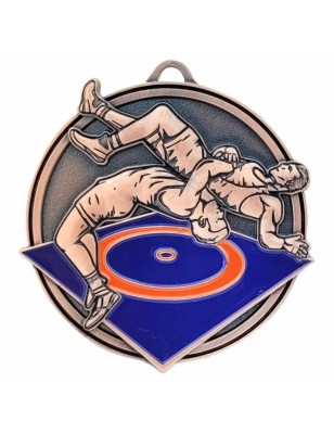 Masywny Medal Zapaśniczy Tłoczony z Matą i Emalią | z Wklejką i Szarfą