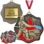 Okazały medal strażacki tłoczony z emalią z grawerką i szarfą straż pożarna OSP PSP