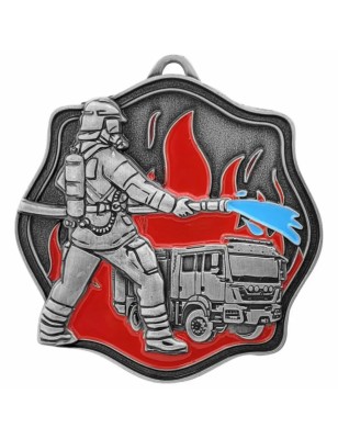Okazały Medal Strażacki Tłoczony z Wozem i Emalią | z Grawerką i Szarfą