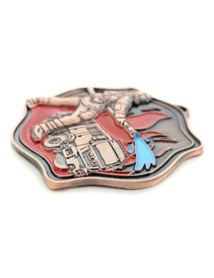 Okazały medal strażacki tłoczony z emalią z grawerką i szarfą straż pożarna OSP PSP