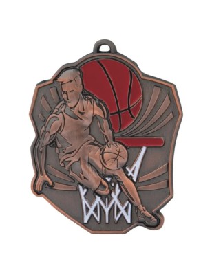 Masywny Medal Koszykarski Tłoczony z Emalią | z Wklejką i Szarfą