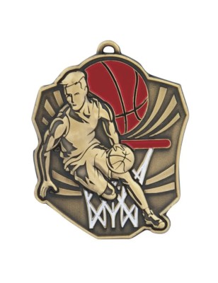 Masywny Medal Koszykarski Tłoczony z Emalią | z Wklejką i Szarfą