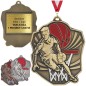 Masywny medal koszykarski tłoczony z kolorową emalią z wklejką i szarfą koszykówka Masywny medal koszykarski tłoczony z kolorową emalią z wklejką i szarfą koszykówka