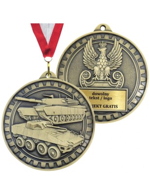 Wojskowe odznaczenie pamiątkowe – duży medal tłoczony Wojska Lądowe czołg i rosomak z tabliczką i szarfą