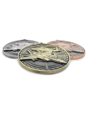 Lotnicze odznaczenie pamiątkowe – duży medal tłoczony Siły Powietrzne myśliwiec i śmigłowiec z grawerką i szarfą