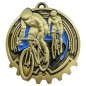 Kolarski medal tłoczony z błękitną emalią – peleton kolarzy z tabliczką i szarfą na wyścig rowerowy Kolarski medal tłoczony z błękitną emalią – peleton kolarzy z tabliczką i szarfą na wyścig rowerowy