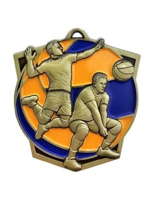Duży medal tłoczony siatkówka z grawerem oraz szarfą