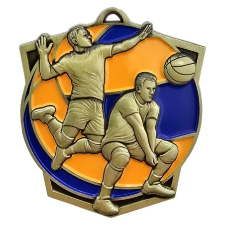 Duży medal tłoczony siatkówka z grawerem oraz szarfą