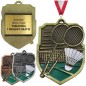 Duży medal tłoczony Badminton z tabliczką oraz szarfą