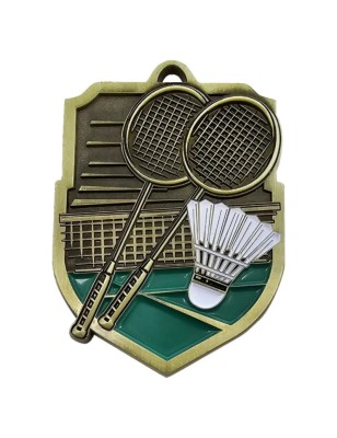 Duży medal tłoczony Badminton z tabliczką oraz szarfą