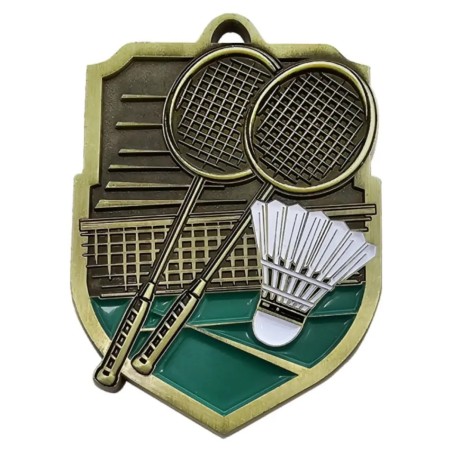 Duży medal tłoczony Badminton z tabliczką oraz szarfą