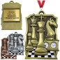 Królewski medal szachowy z emaliowaną szachownicą z grawerką i szarfą Królewski medal szachowy z emaliowaną szachownicą z grawerką i szarfą