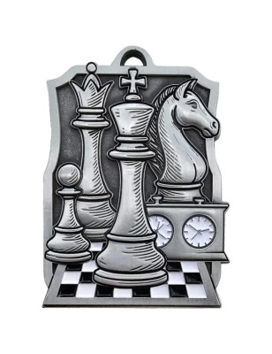 Medal Szachowy z Figurami i Zegarem – Ciężki Odlew z Emalią na Turniej