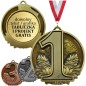 Medal podium z cyfrą 1 2 3 – duże uniwersalny medal tłoczony z grawerem oraz szarfą Medal podium z cyfrą 1 2 3 – duże uniwersalny medal tłoczony z grawerem oraz szarfą