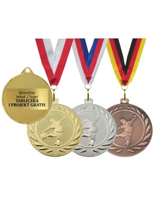 Medal piłkarski piłka nożna 5cm z nadrukiem i szarfą