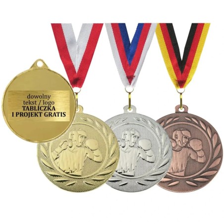 Medal bokserski o średnicy 5cm z wklejką i szarfą DI5000P