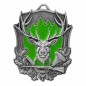 Masywny medal myśliwski tłoczony z głową jelenia z wklejką i szarfą łowiecki rogacz strzelba na hubertowiny Masywny medal myśliwski tłoczony z głową jelenia z wklejką i szarfą łowiecki rogacz strzelba na hubertowiny