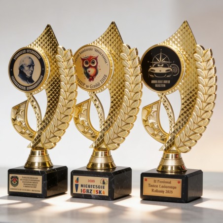 Statuetka z laurem 21-23cm z dwiema tabliczkami